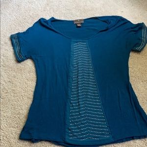 Cobalt blue blouse with metal detailing